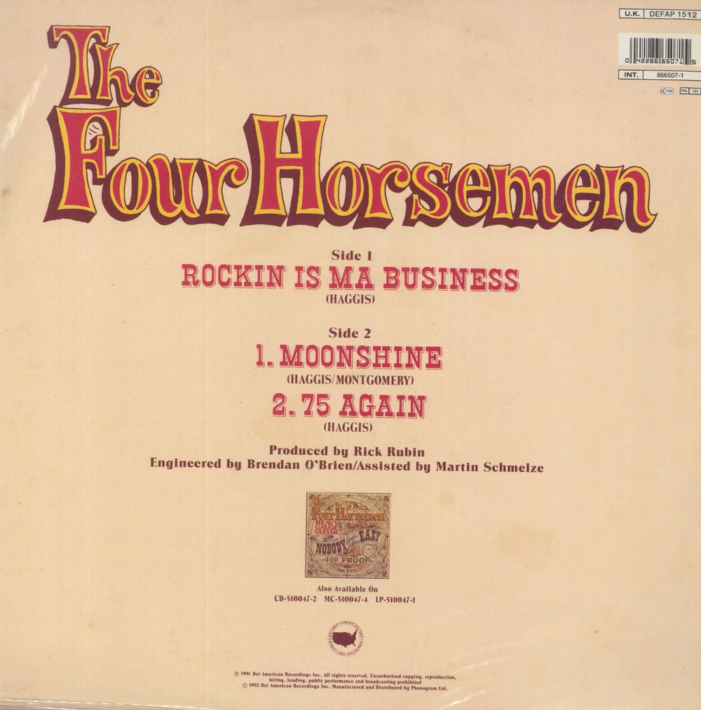 The Four Horsemen Rockin Is Ma Buisness UK 12" vinyl picture disc (12 inch picture record) 042286650715