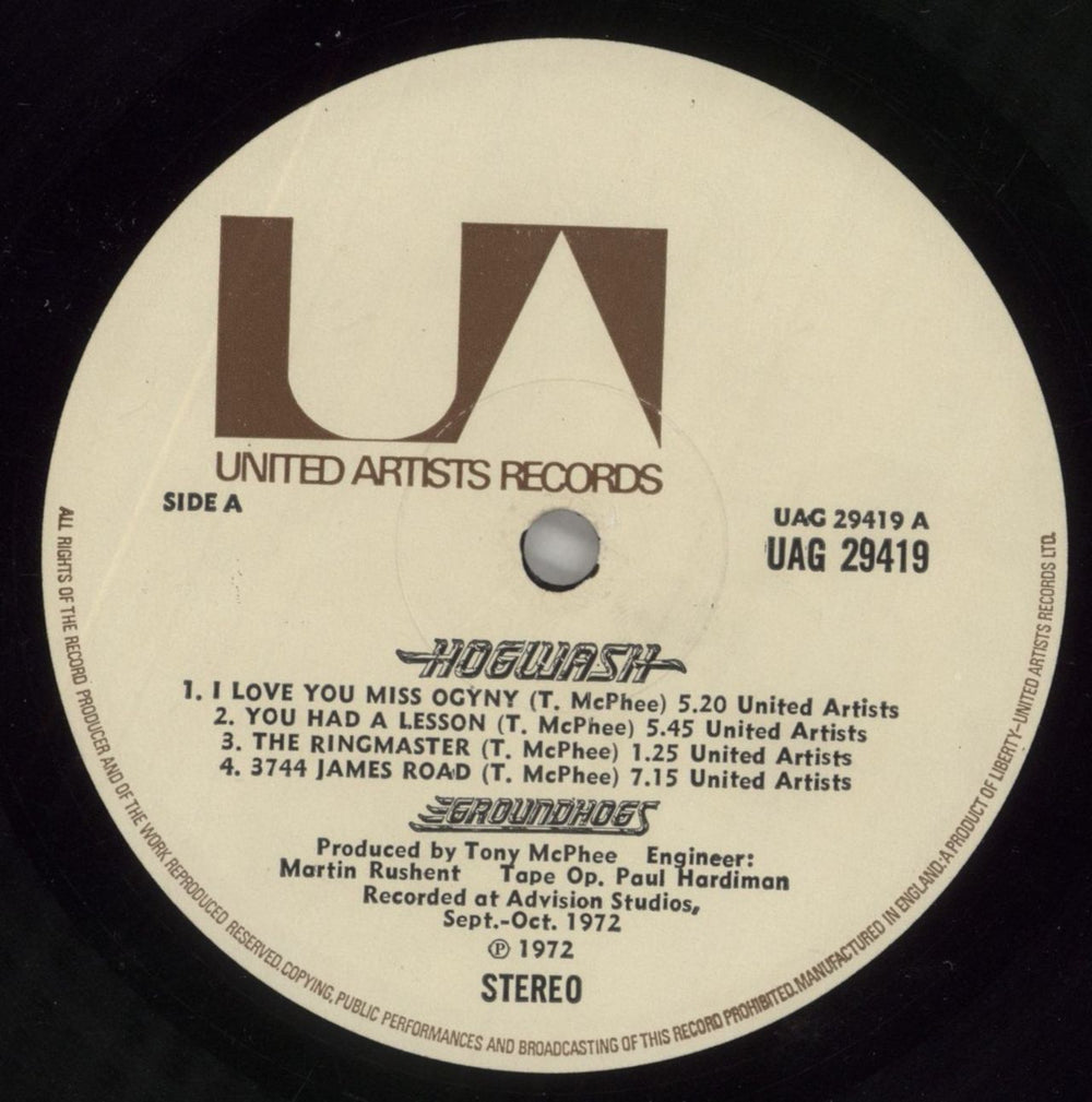 The Groundhogs Hogwash - VG UK vinyl LP album (LP record) GHGLPHO714819