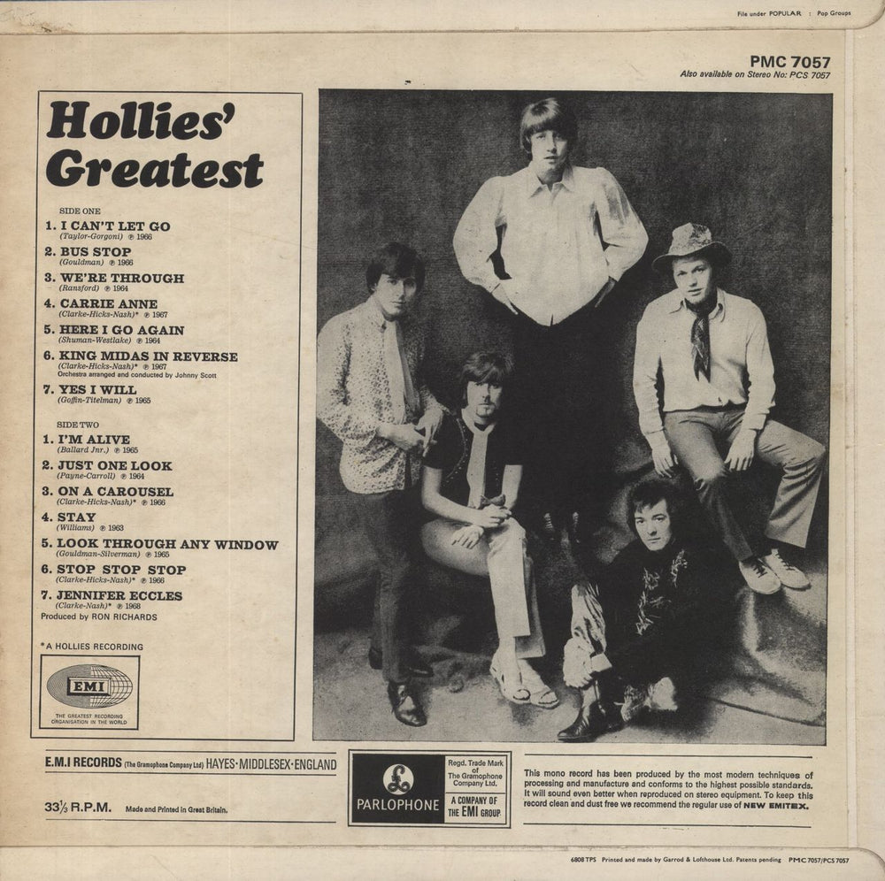 The Hollies Hollies' Greatest - 1st - VG UK vinyl LP album (LP record)