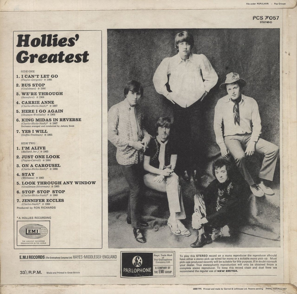 The Hollies Hollies' Greatest - Two EMI Box Label - Gramophone Co UK vinyl LP album (LP record)