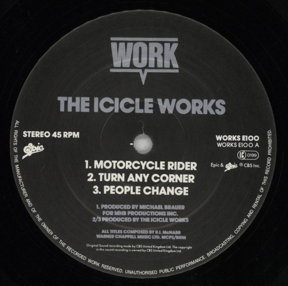 The Icicle Works Motorcycle Rider - Etched UK 12" vinyl single (12 inch record / Maxi-single) ICI12MO835166