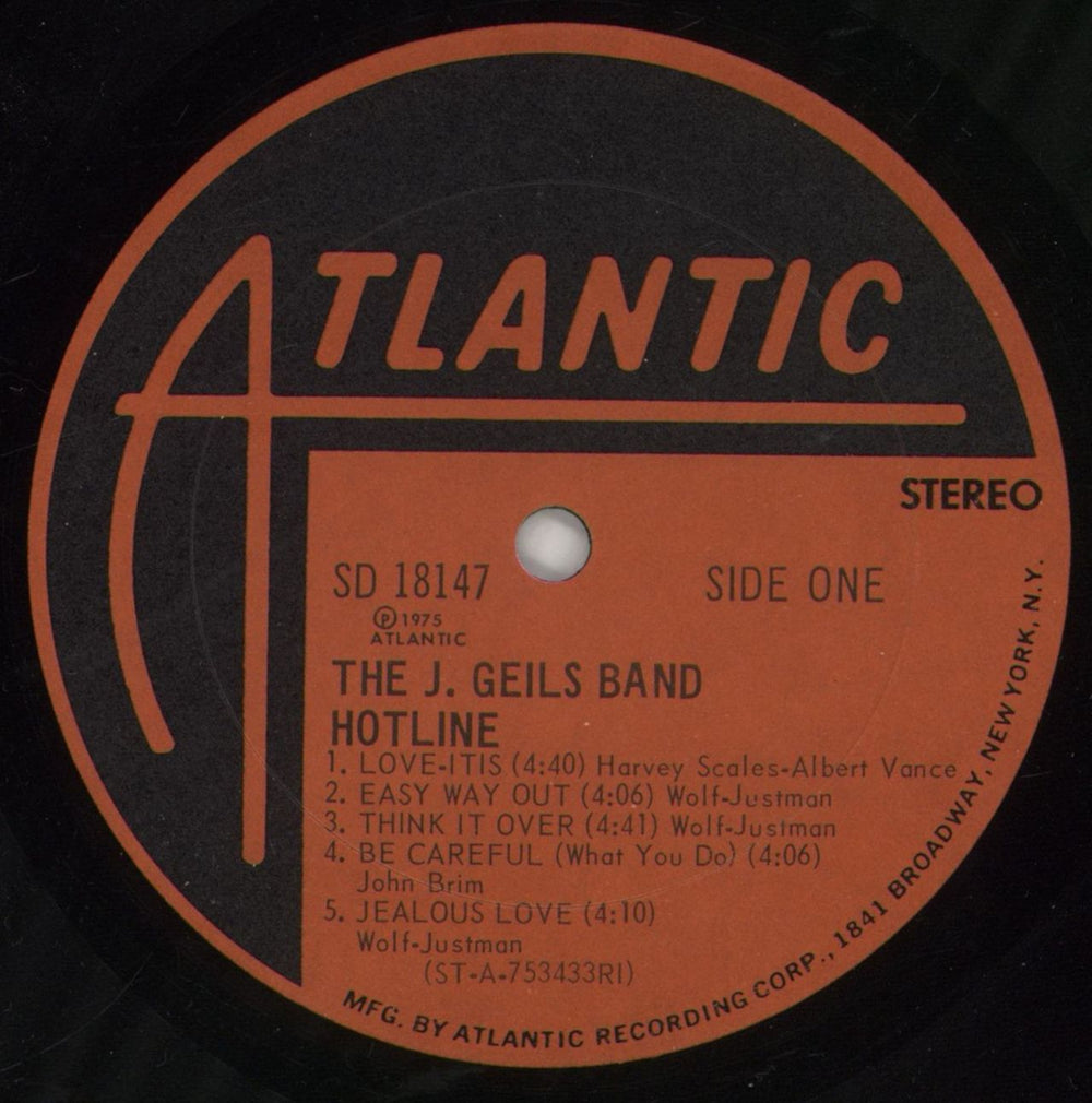 The J. Geils Band Hotline US vinyl LP album (LP record) JGBLPHO860220