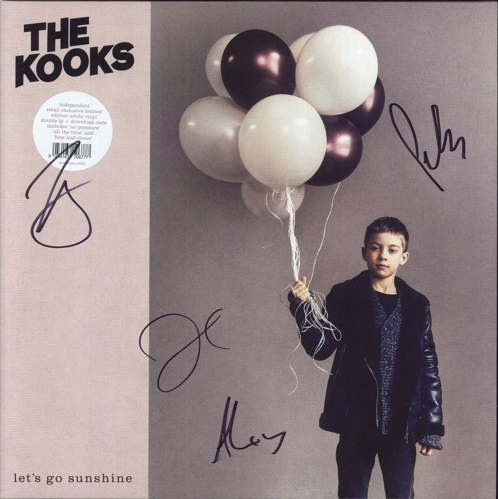 The Kooks Let's Go Sunshine - White Vinyl - Fully Autographed UK 2-LP vinyl record set (Double LP Album) KOOKS001LP