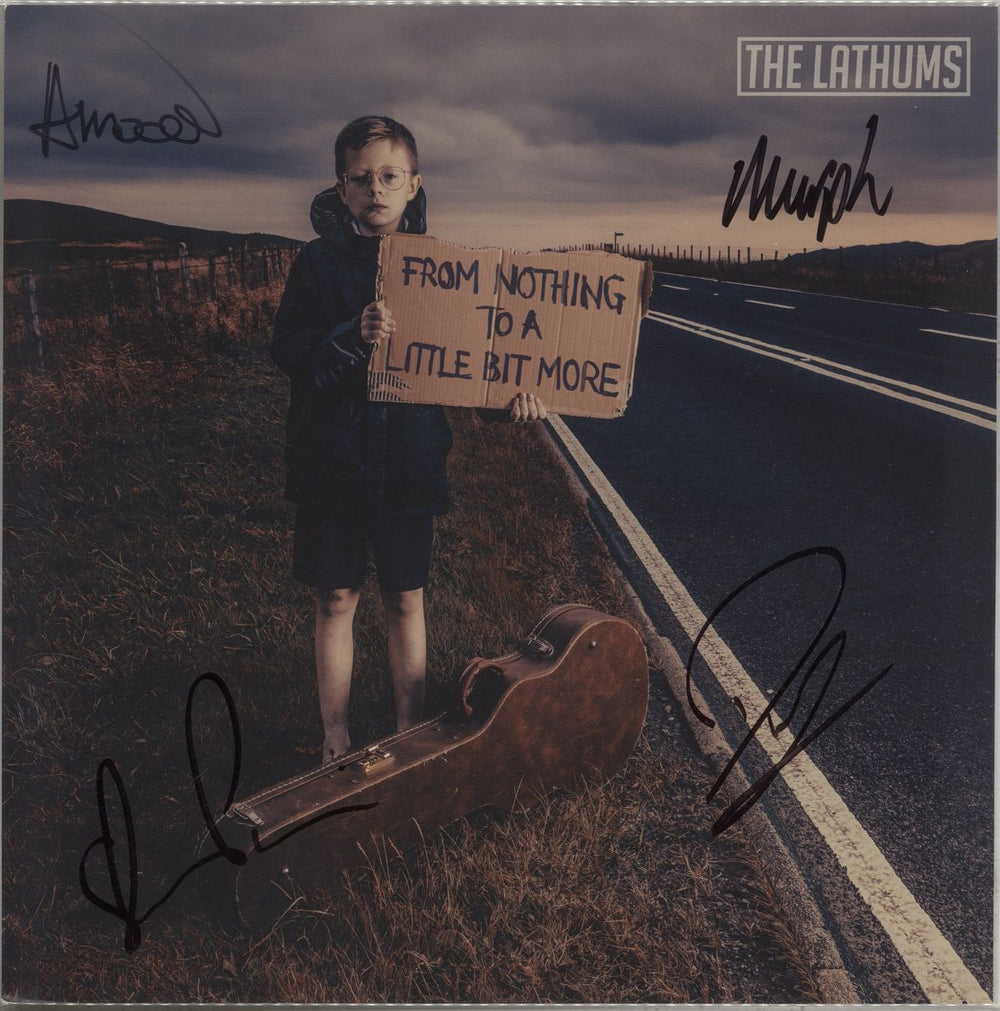The Lathums From Nothing To A Little Bit More - Yellow & Black Splatter - Autographed Print UK vinyl LP album (LP record)
