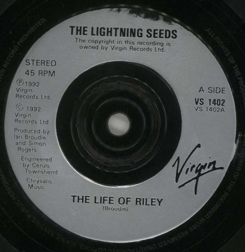 The Lightning Seeds The Life Of Riley UK 7" vinyl single (7 inch record / 45) SEE07TH57535