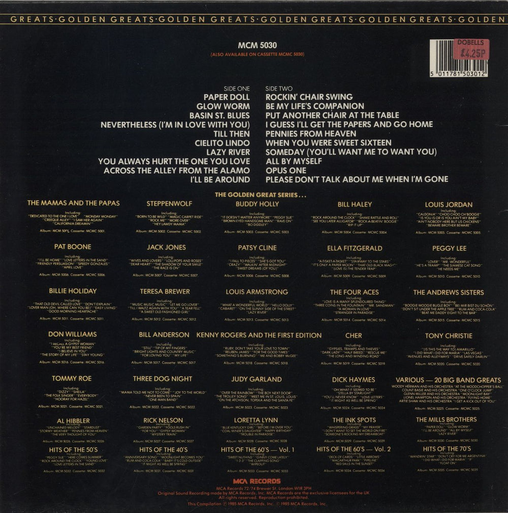 The Mills Brothers Golden Greats UK vinyl LP album (LP record) 5011781503012