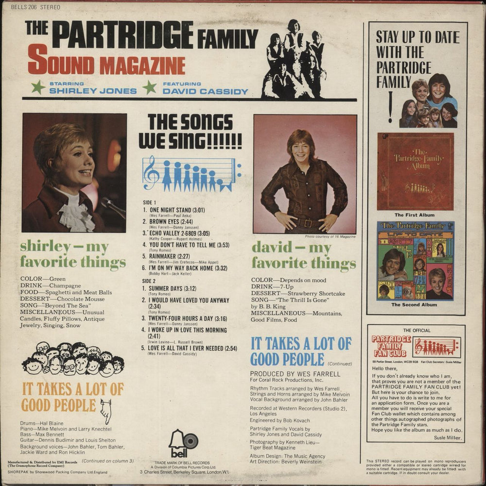 The Partridge Family Sound Magazine UK vinyl LP album (LP record)