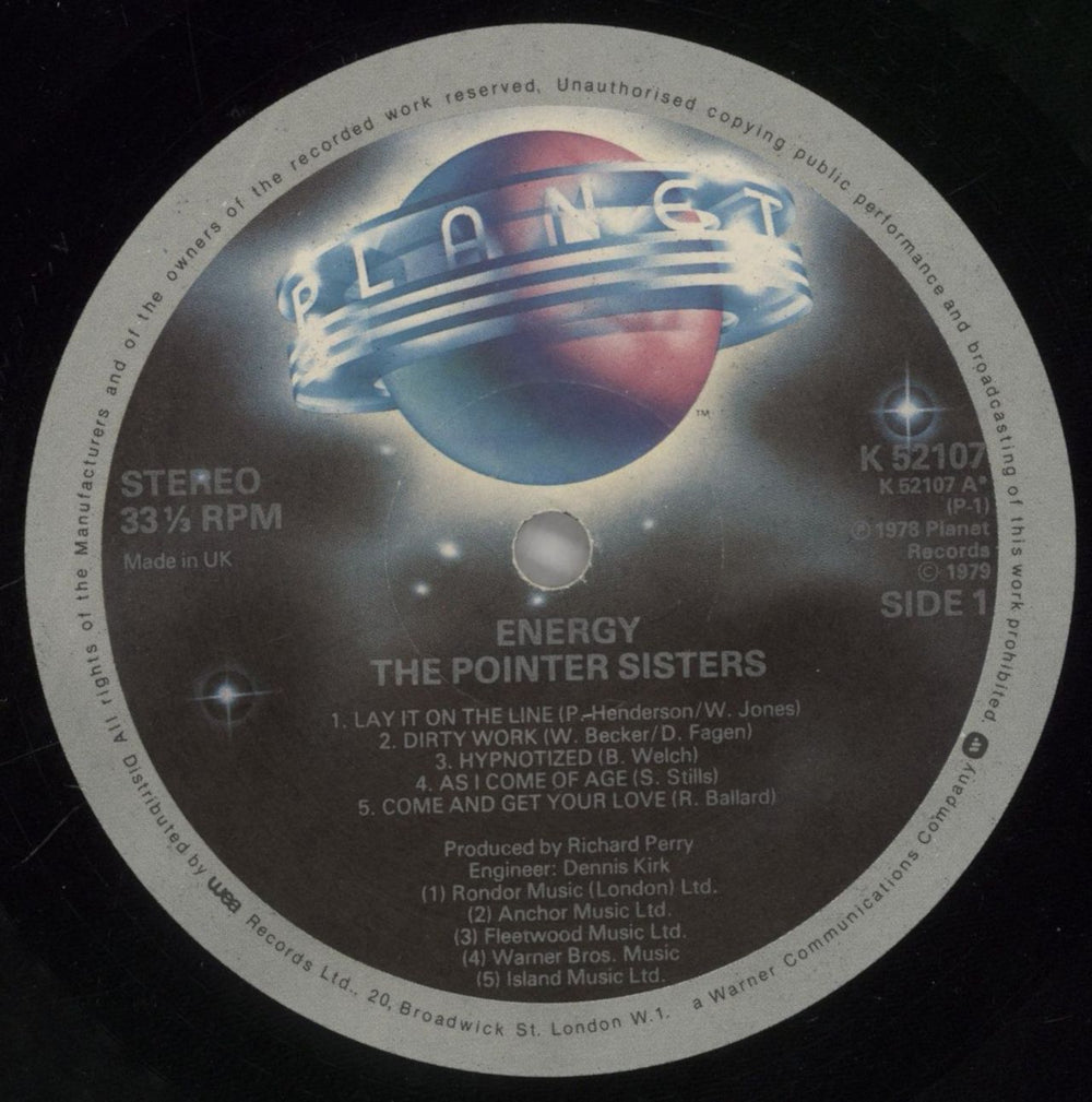 The Pointer Sisters Energy UK vinyl LP album (LP record) TPSLPEN290286