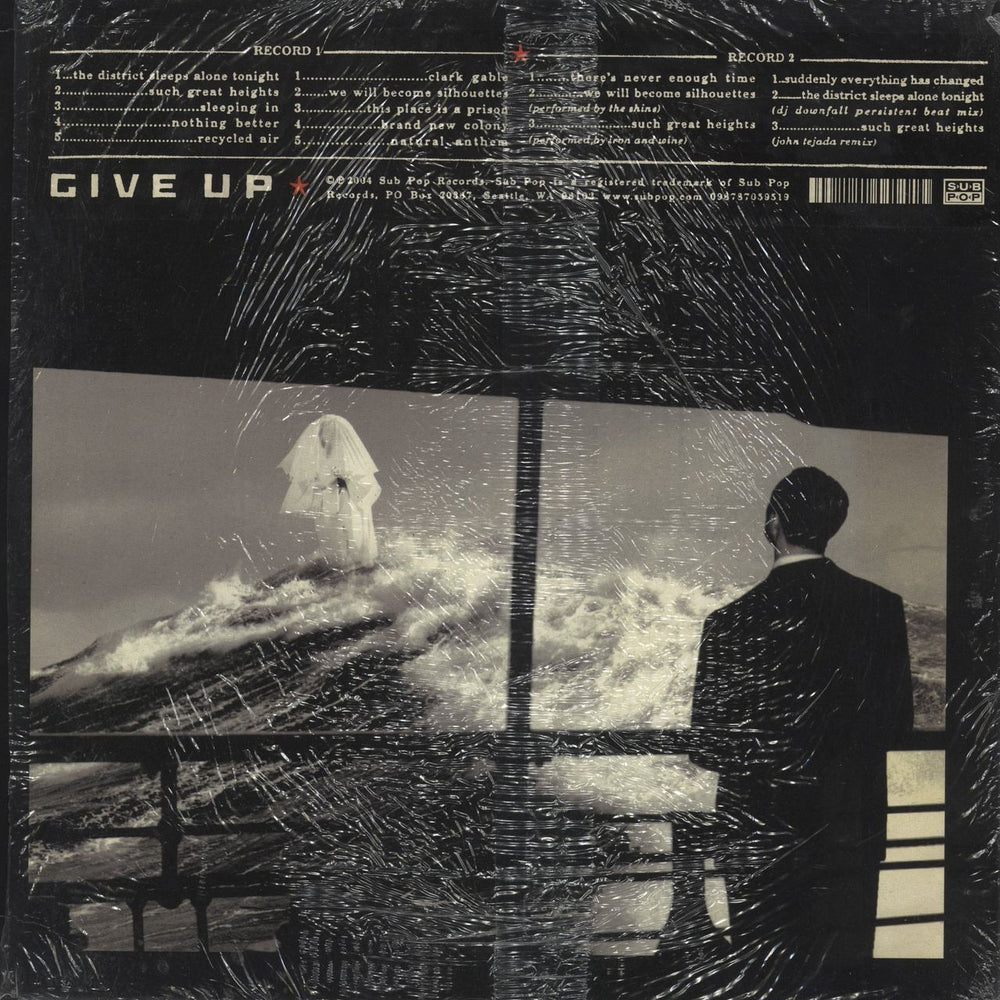 The Postal Service Give Up - 1st -  Red Vinyl - Shrink US 2-LP vinyl record set (Double LP Album) 098787059519