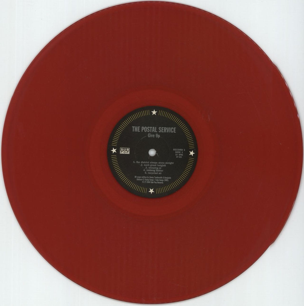 The Postal Service Give Up - 1st -  Red Vinyl - Shrink US 2-LP vinyl record set (Double LP Album) PSV2LGI869550