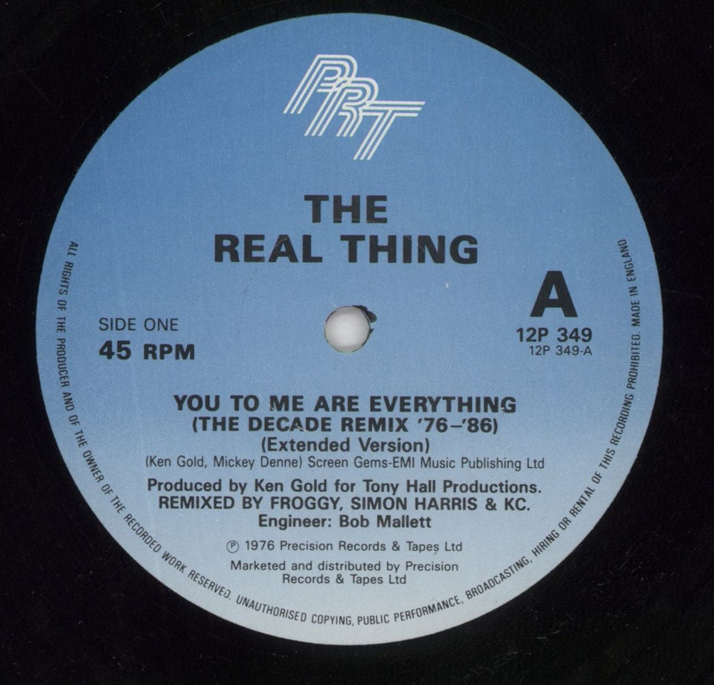 The Real Thing You To Me Are Everything - The Decade Remix UK 12" vinyl single (12 inch record / Maxi-single) TE012YO294512