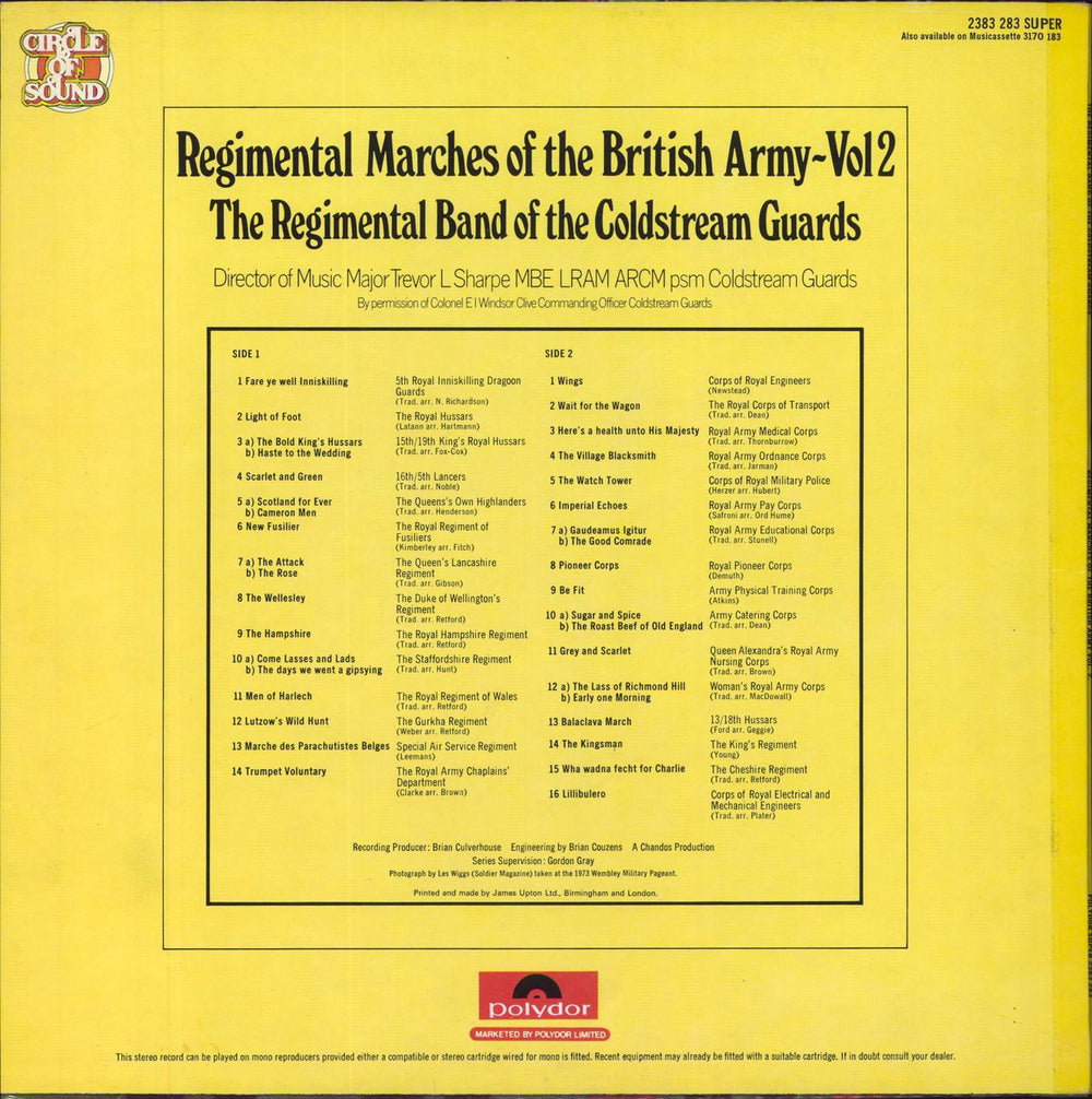 The Regimental Band Of The Coldstream Guards Regimental Marches Of The British Army UK 3-LP vinyl record set (Triple LP Album) 1976