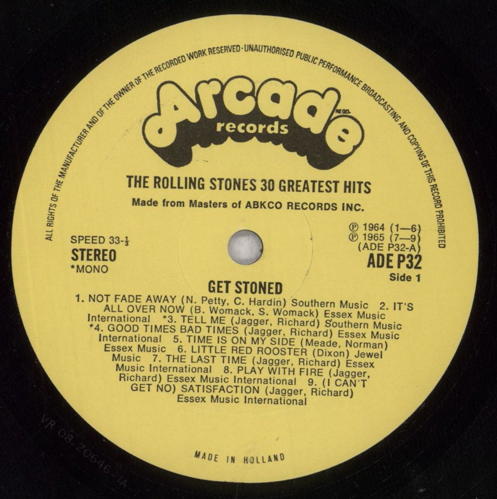 The Rolling Stones Get Stoned - 30 Greatest Hits - EX Dutch 2-LP vinyl record set (Double LP Album) ROL2LGE844761