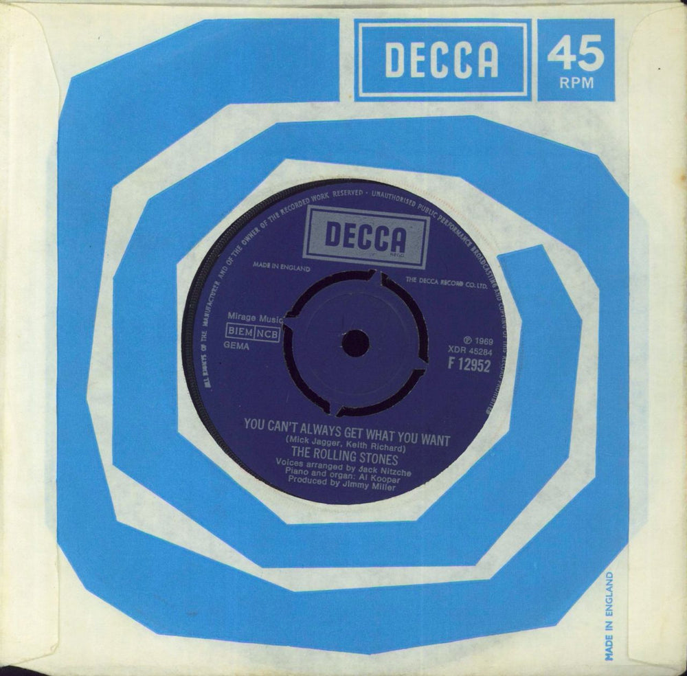 The Rolling Stones Honky Tonk Women - 3rd UK 7" vinyl single (7 inch record / 45)