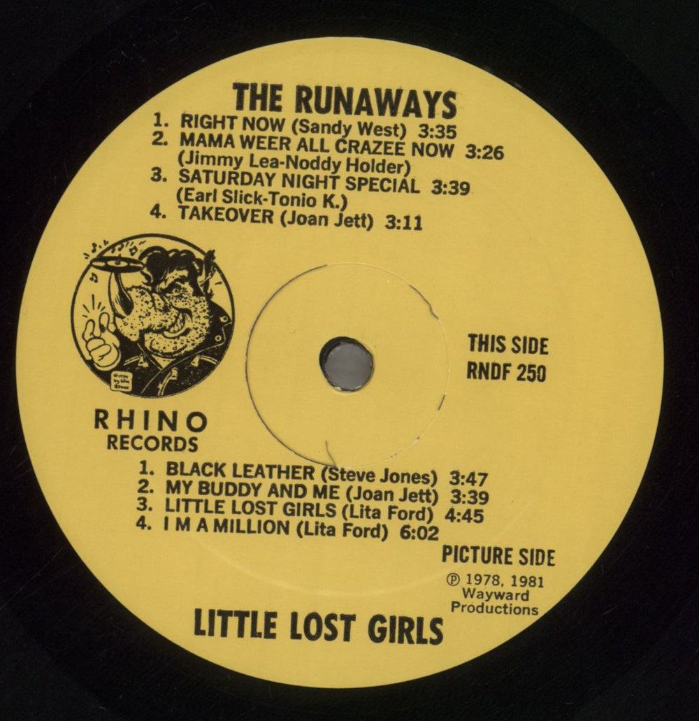 The Runaways Little Lost Girls - 2nd Issue US picture disc LP (vinyl picture disc album) RWSPDLI858606