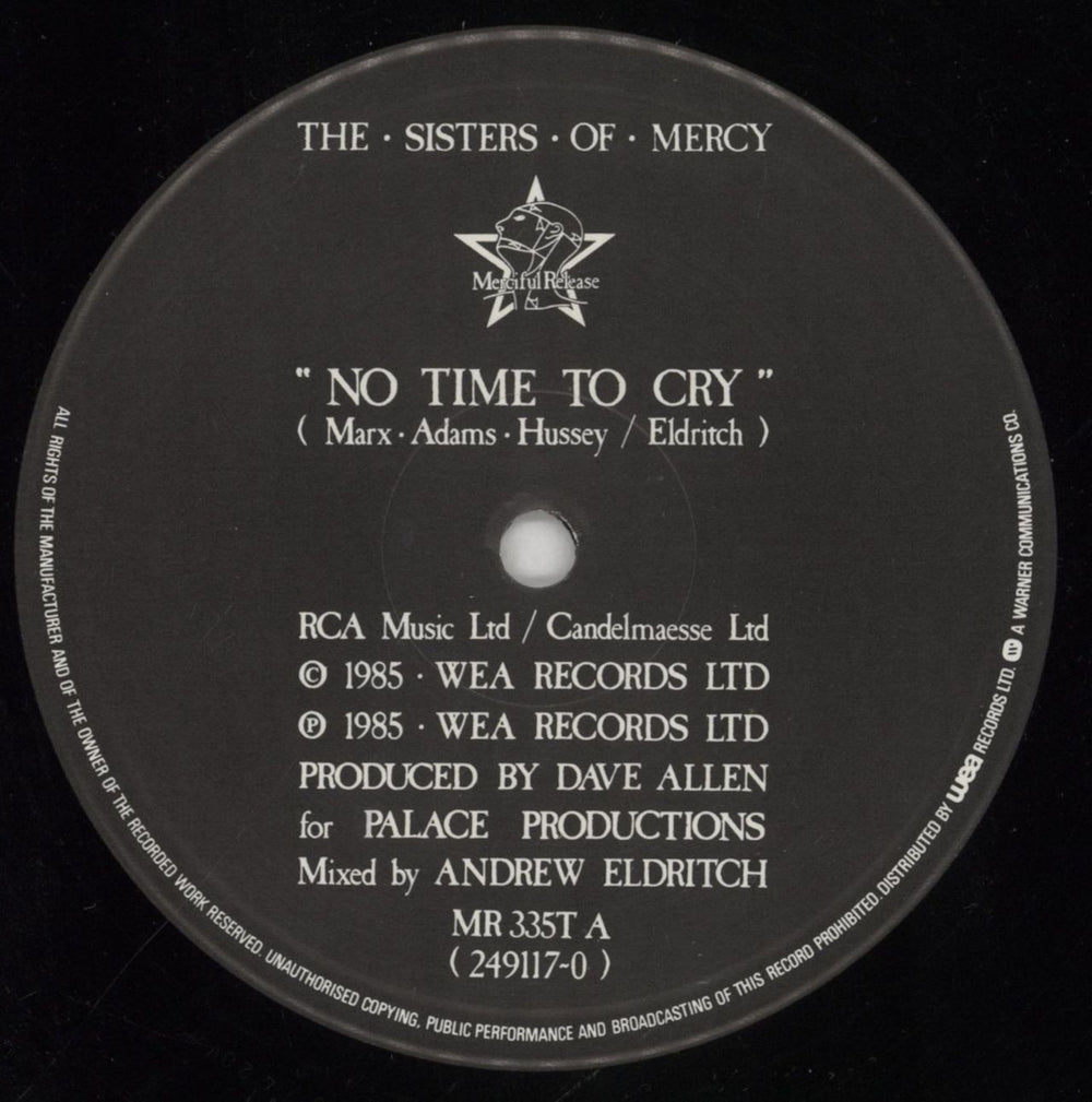 The Sisters Of Mercy No Time To Cry + p/s - VG UK 12" vinyl single (12 inch record / Maxi-single) SOM12NO850923