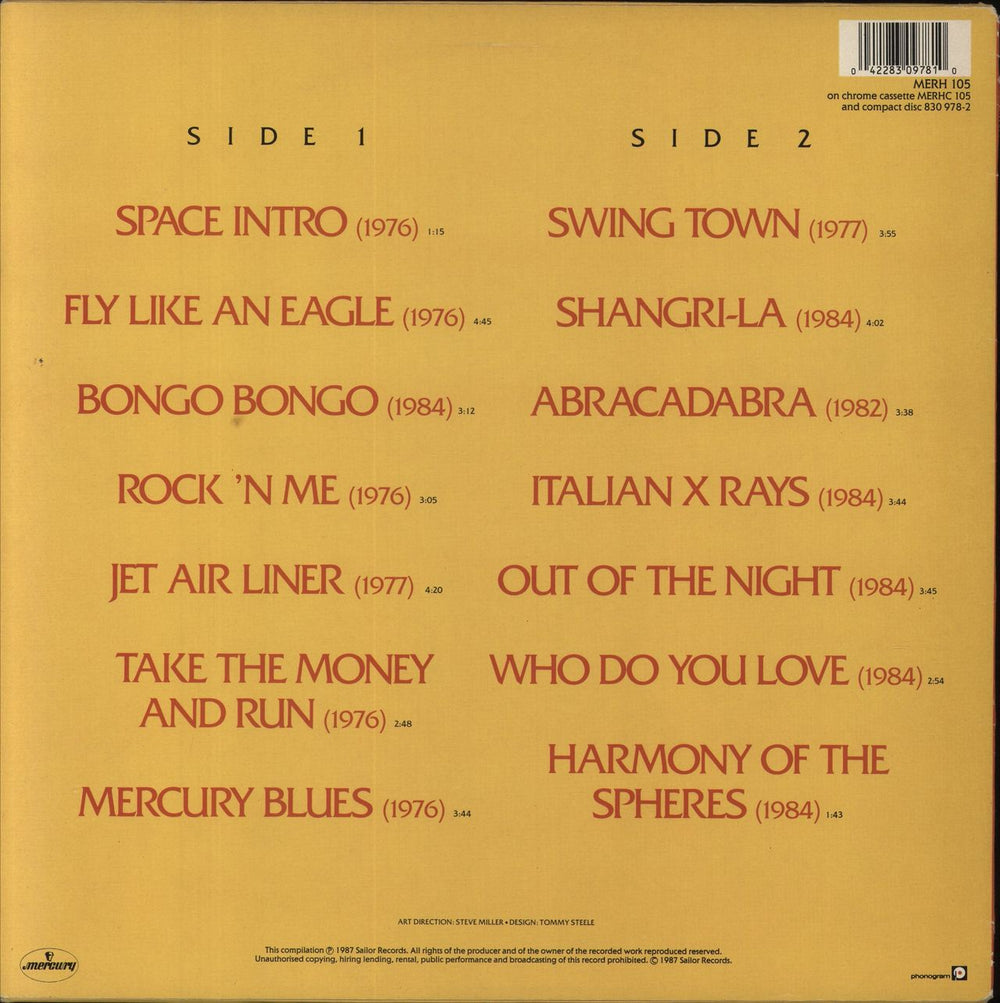 The Steve Miller Band Greatest Hits 1976-1986 A Decade Of American Music UK vinyl LP album (LP record) 042283097810