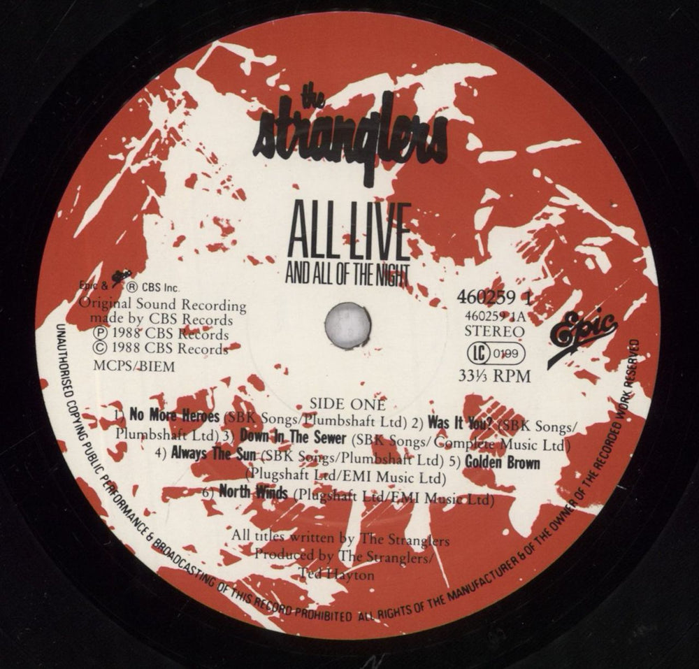 The Stranglers All Live And All Of The Night - 1st - EX UK vinyl LP album (LP record) STRLPAL836803