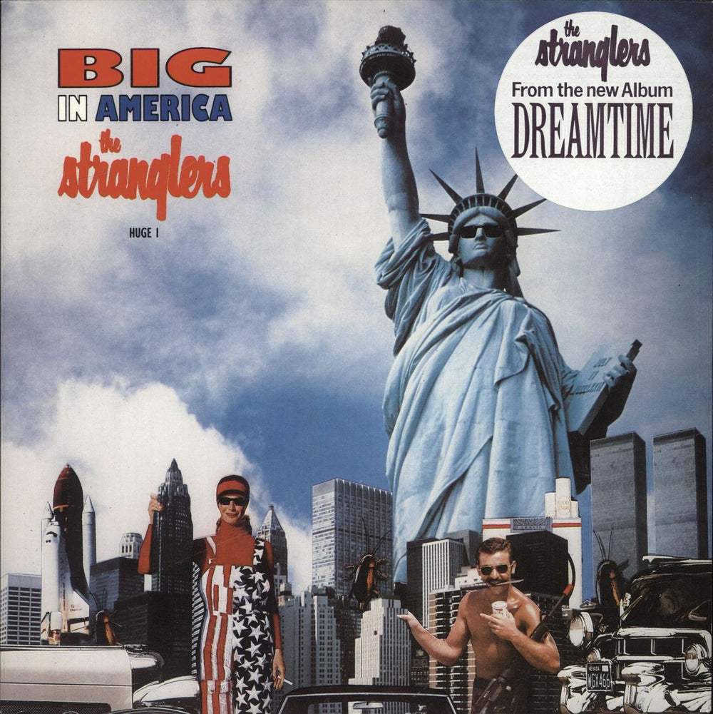 The Stranglers Big In America - Stickered sleeve UK 7" vinyl single (7 inch record / 45) HUGE1