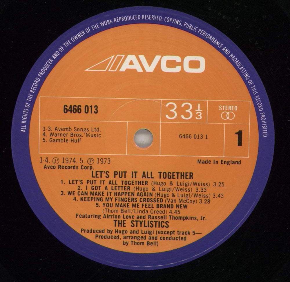 The Stylistics Let's Put It All Together UK vinyl LP album (LP record) ICSLPLE457529
