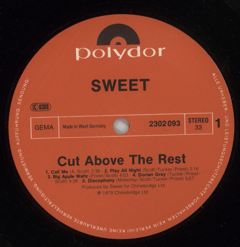 The Sweet Cut Above The Rest German vinyl LP album (LP record) SWTLPCU660775