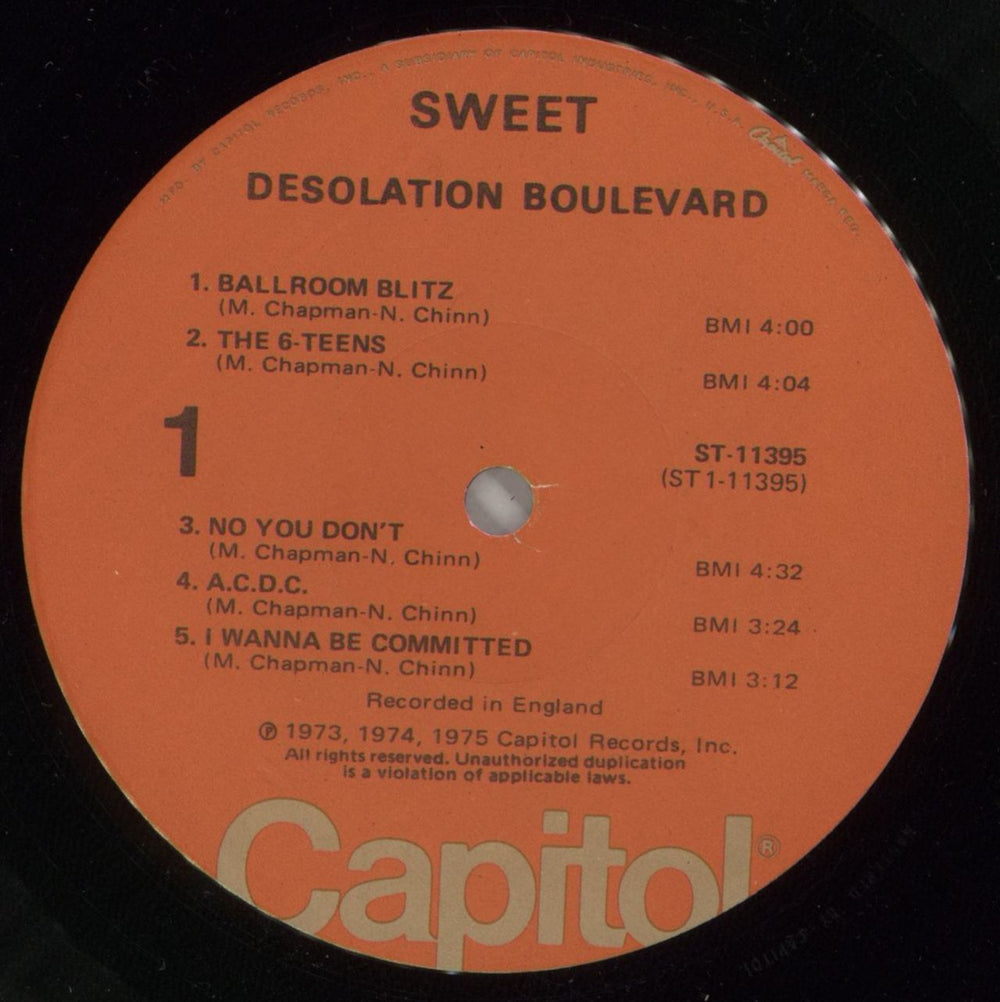 The Sweet Desolation Boulevard US vinyl LP album (LP record) SWTLPDE872537