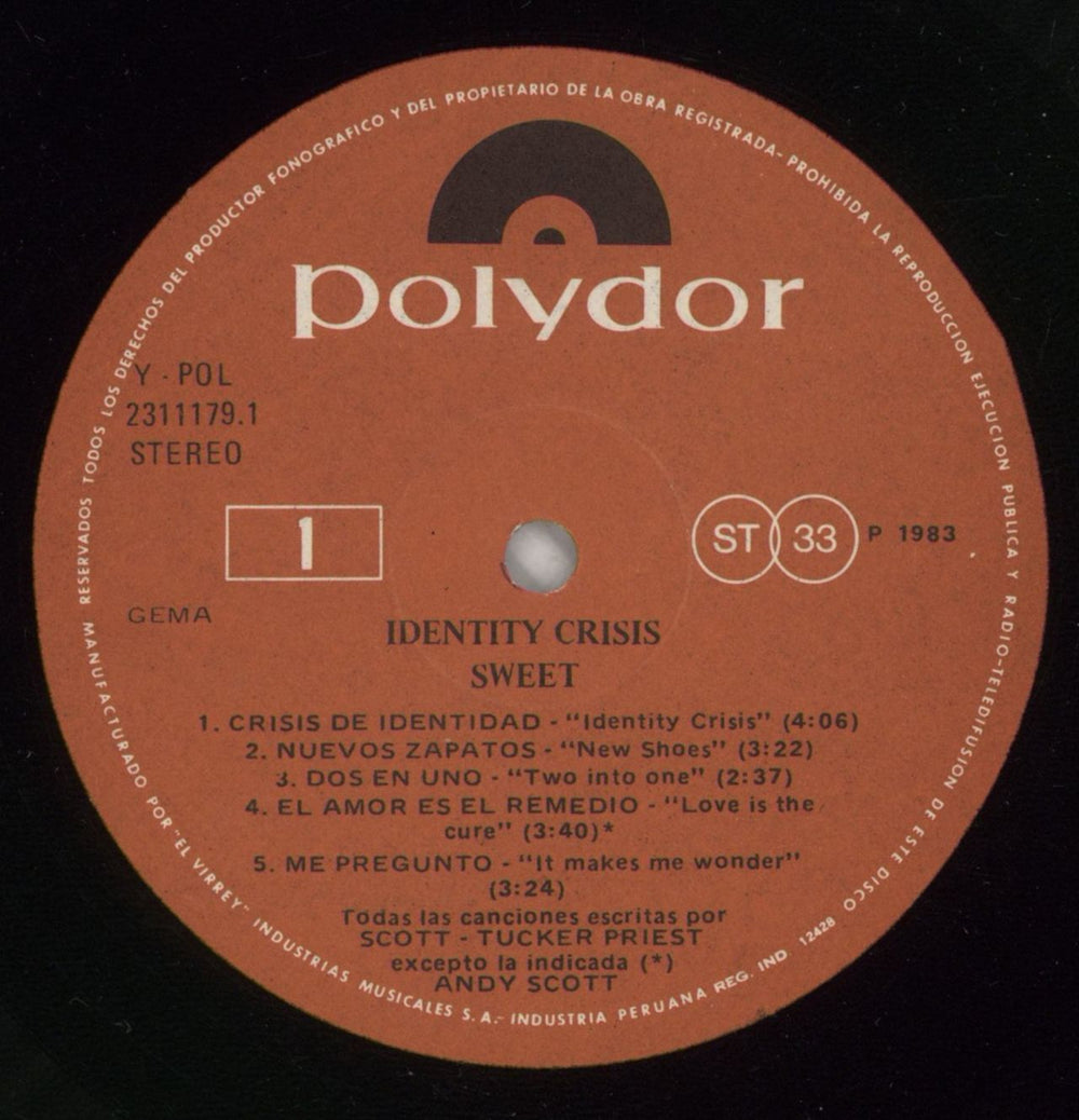 The Sweet Identity Crisis Peruvian vinyl LP album (LP record) SWTLPID874130