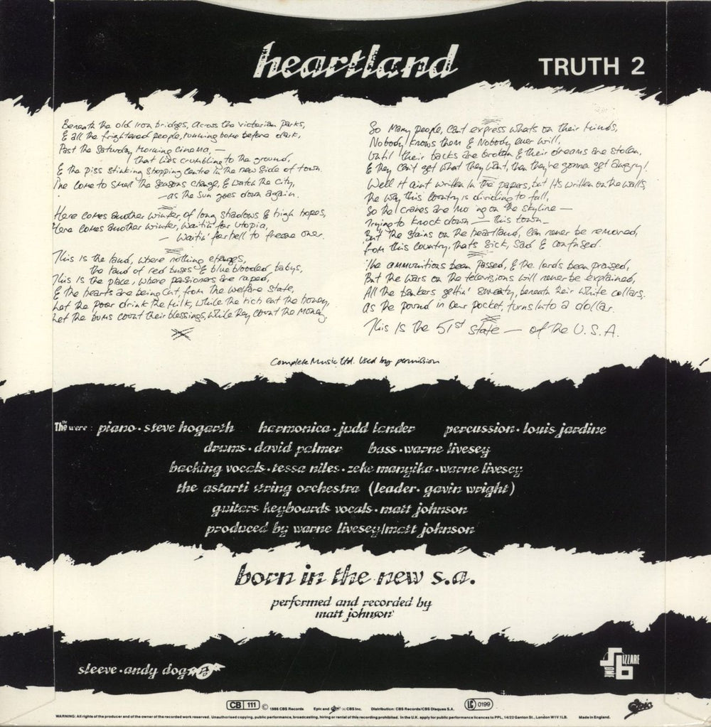 The The Heartland UK 7" vinyl single (7 inch record / 45)