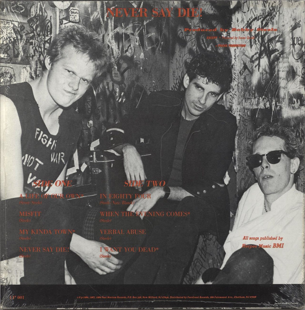 The Undead Never Say Die! US vinyl LP album (LP record)