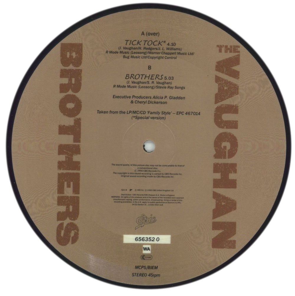 The Vaughan Brothers Tick Tock Austrian 7" vinyl picture disc (7 inch picture disc single) 5099765635201