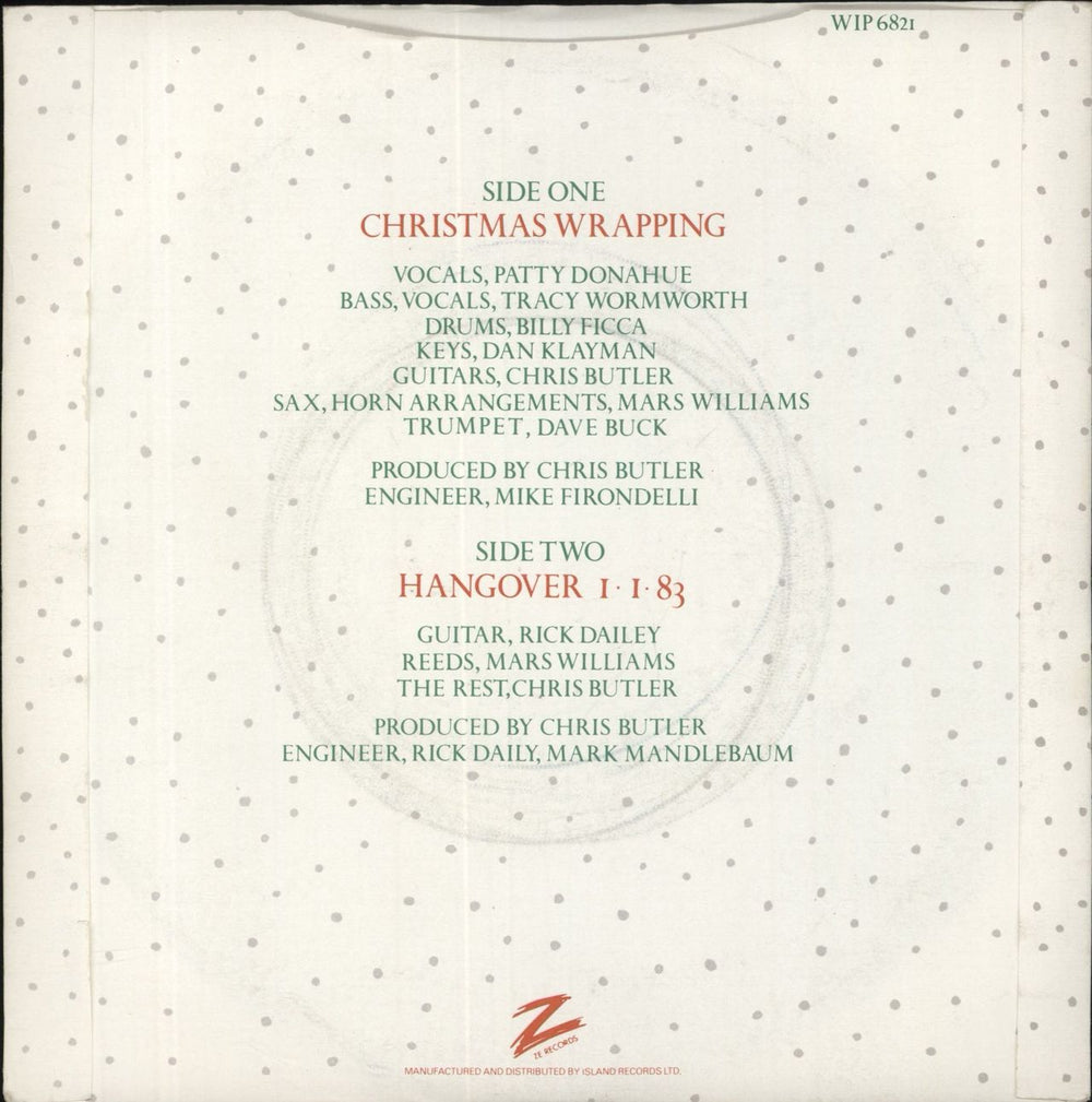 The Waitresses Christmas Wrapping UK 7" vinyl single (7 inch record / 45)