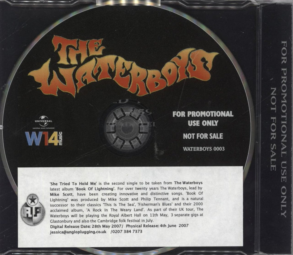 The Waterboys She Tried To Hold Me UK Promo CD single (CD5 / 5")