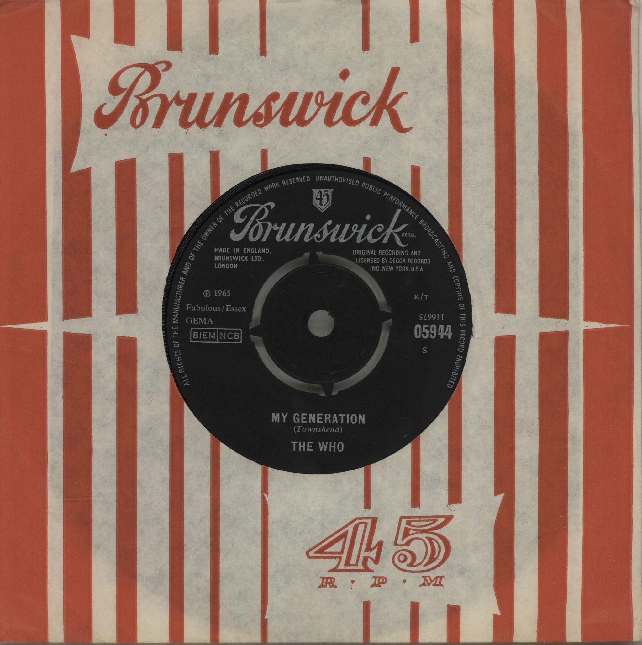 The Who My Generation - 1st - EX UK 7\" vinyl single (7 inch record / 45) 05944