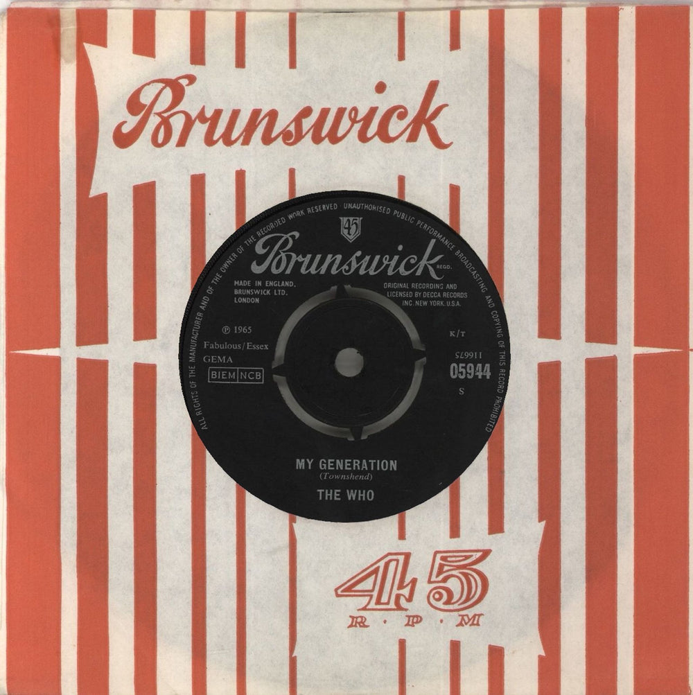 The Who My Generation - 1st UK 7" vinyl single (7 inch record / 45) 05944