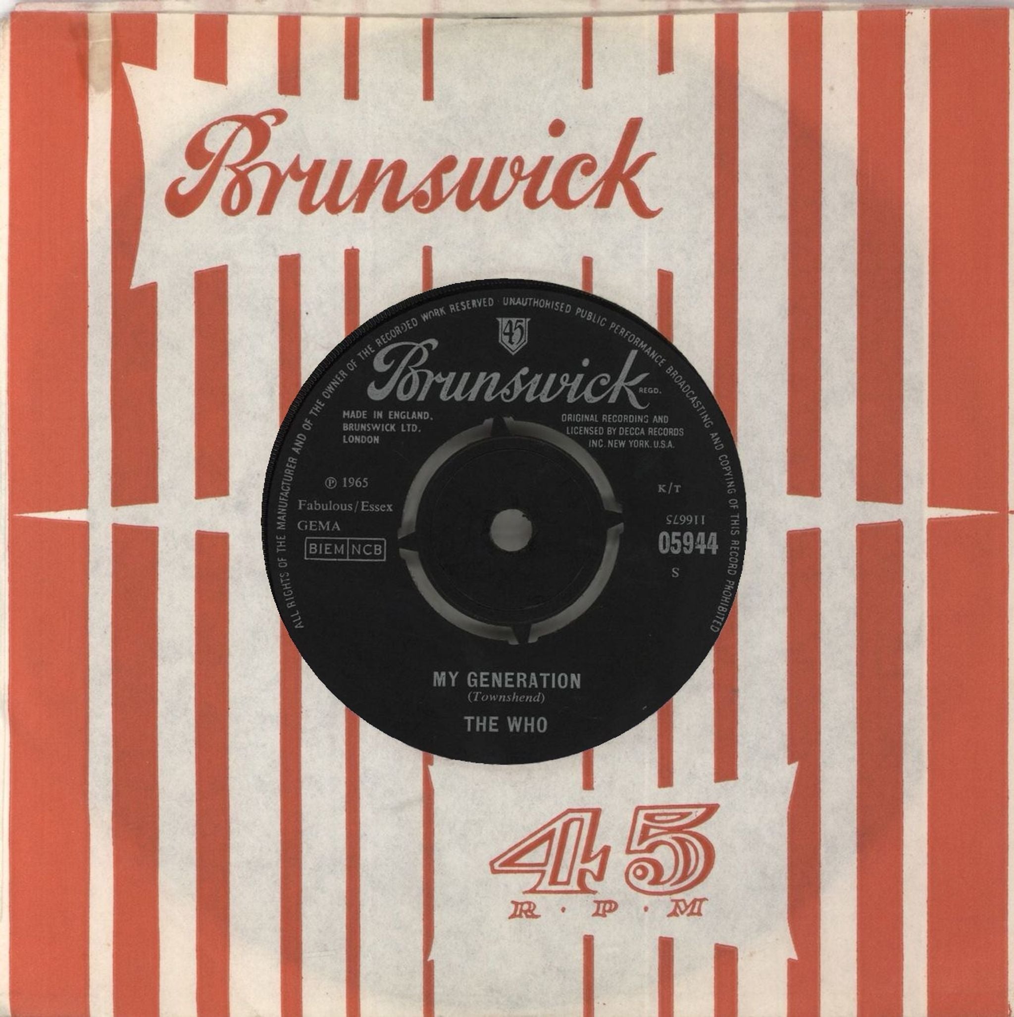 The Who My Generation - 1st UK 7\" vinyl single (7 inch record / 45) 05944
