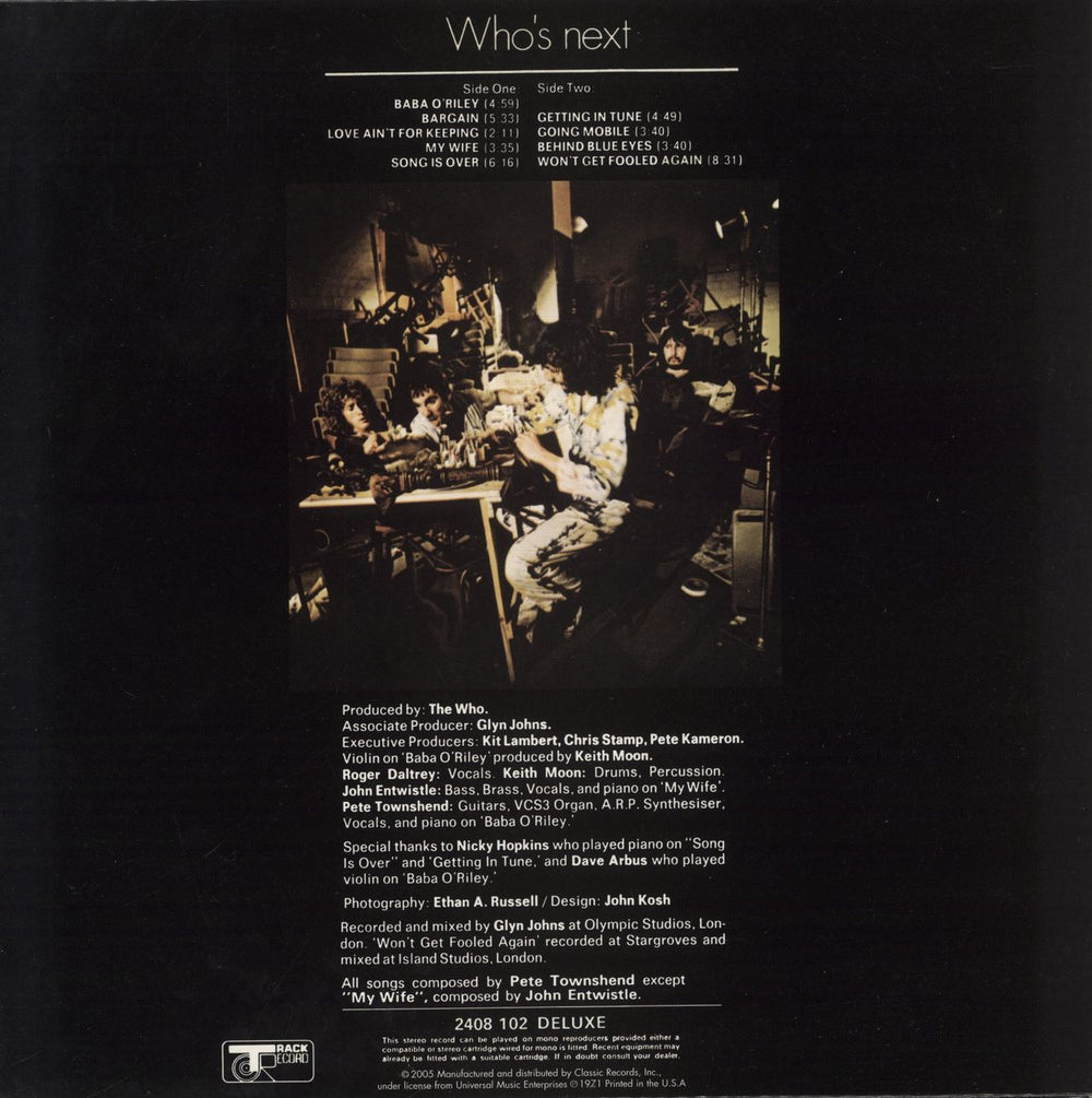 The Who Who's Next - 200gm US vinyl LP album (LP record)