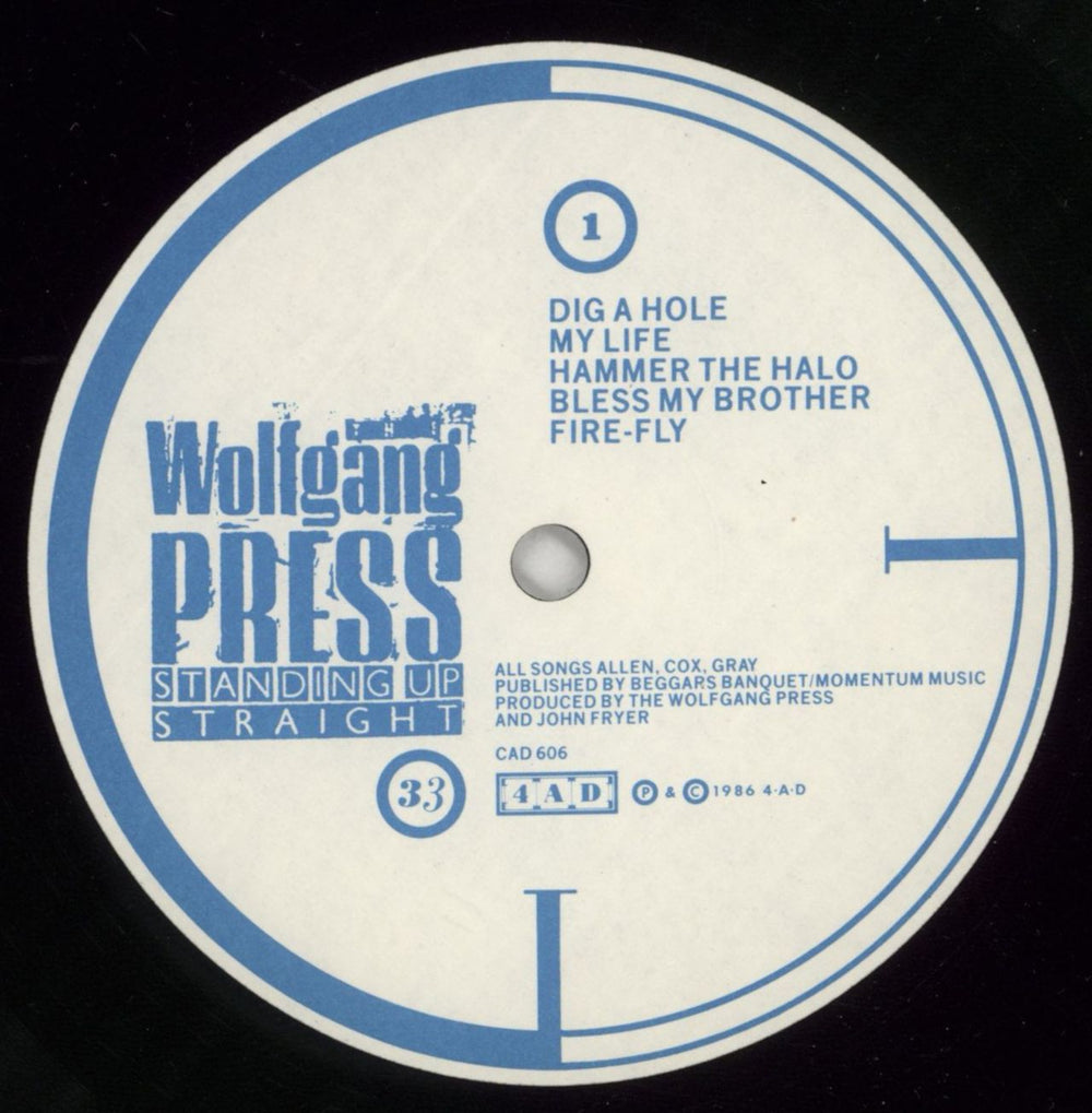 The Wolfgang Press Standing Up Straight + Lyric Insert UK vinyl LP album (LP record) WLFLPST311589
