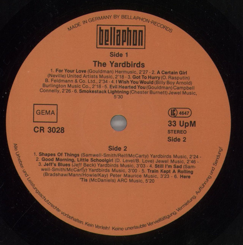 The Yardbirds The Yardbirds German vinyl LP album (LP record) YDBLPTH858985