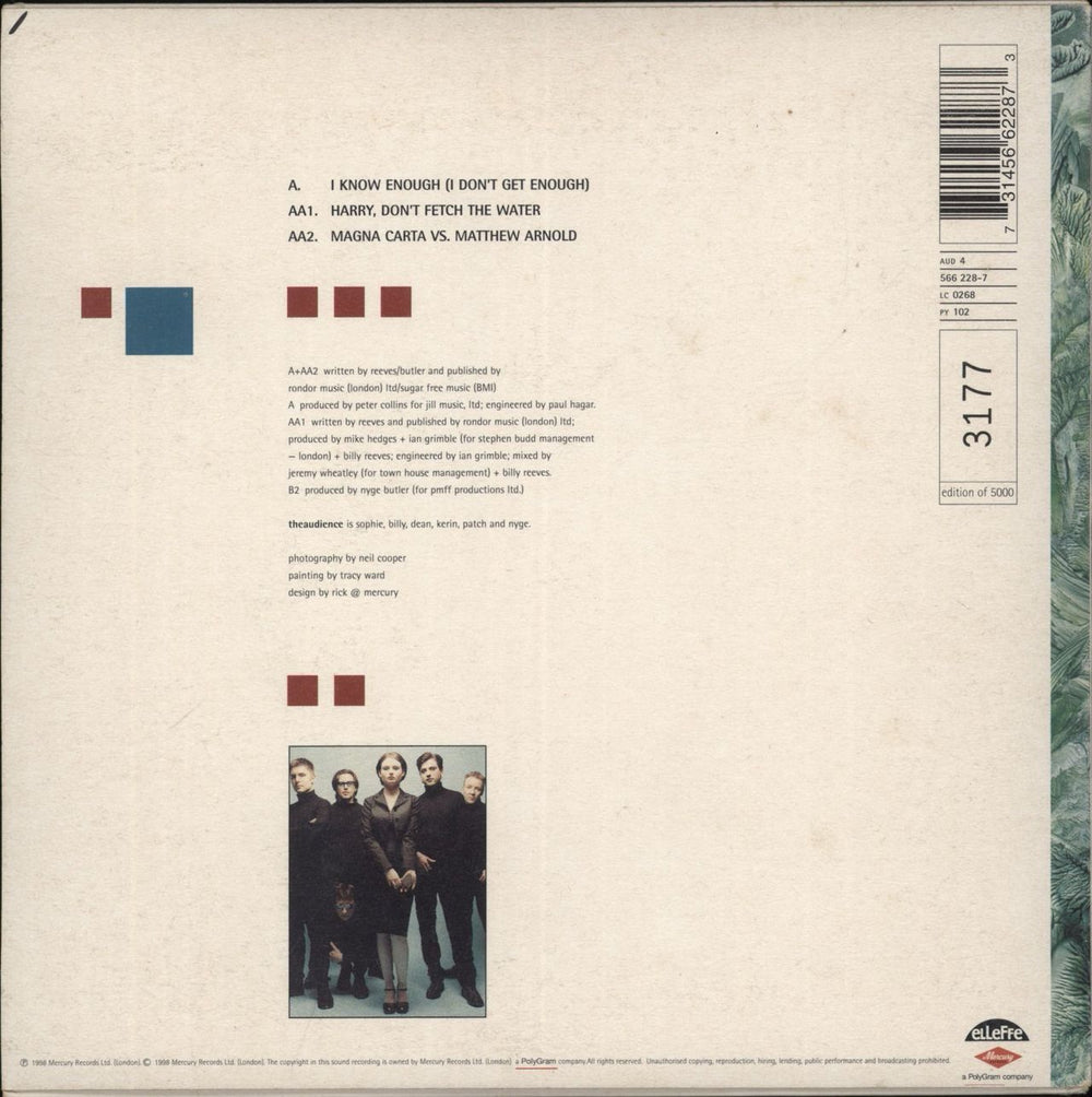 Theaudience I Know Enough - Green Vinyl + Poster UK 7" vinyl single (7 inch record / 45) 731456622873