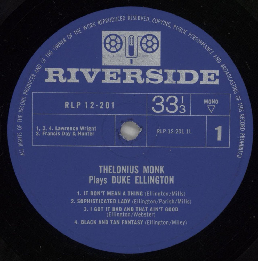 Thelonious Monk Thelonious Monk Plays Duke Ellington - 2nd UK vinyl LP album (LP record) TM4LPTH880670