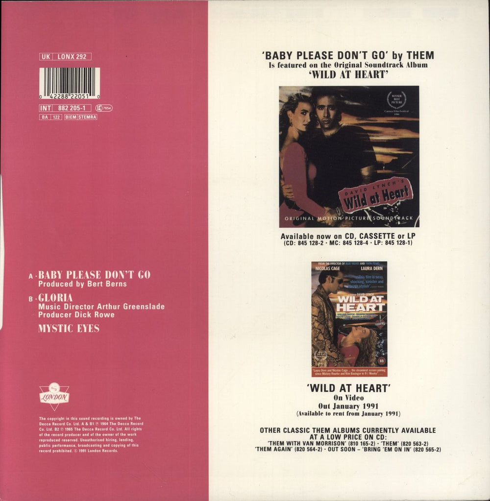 Them Baby Please Don't Go UK 12" vinyl single (12 inch record / Maxi-single) 042288220510