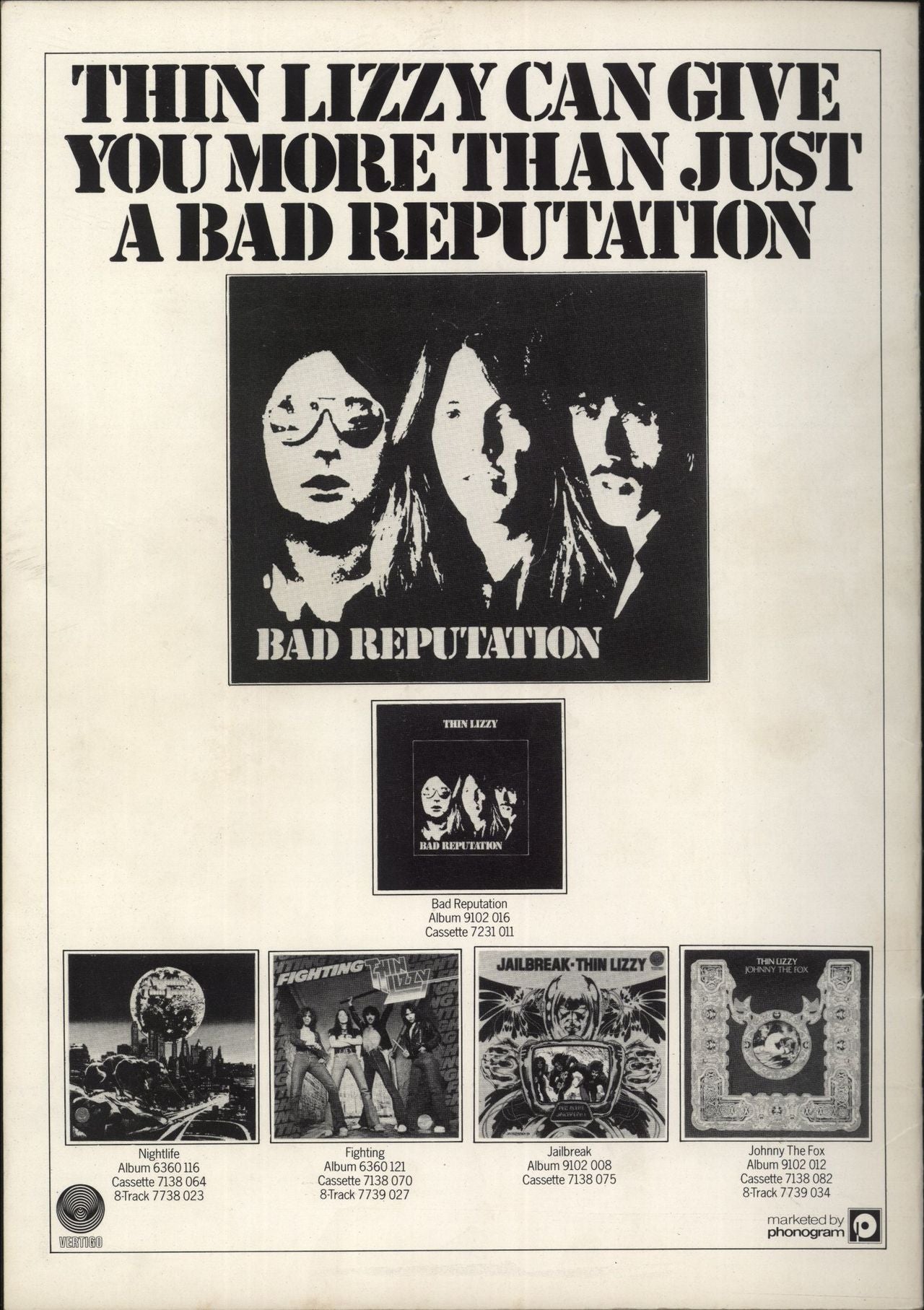 Thin Lizzy Bad Reputation Tour 77 - EX UK tour programme
