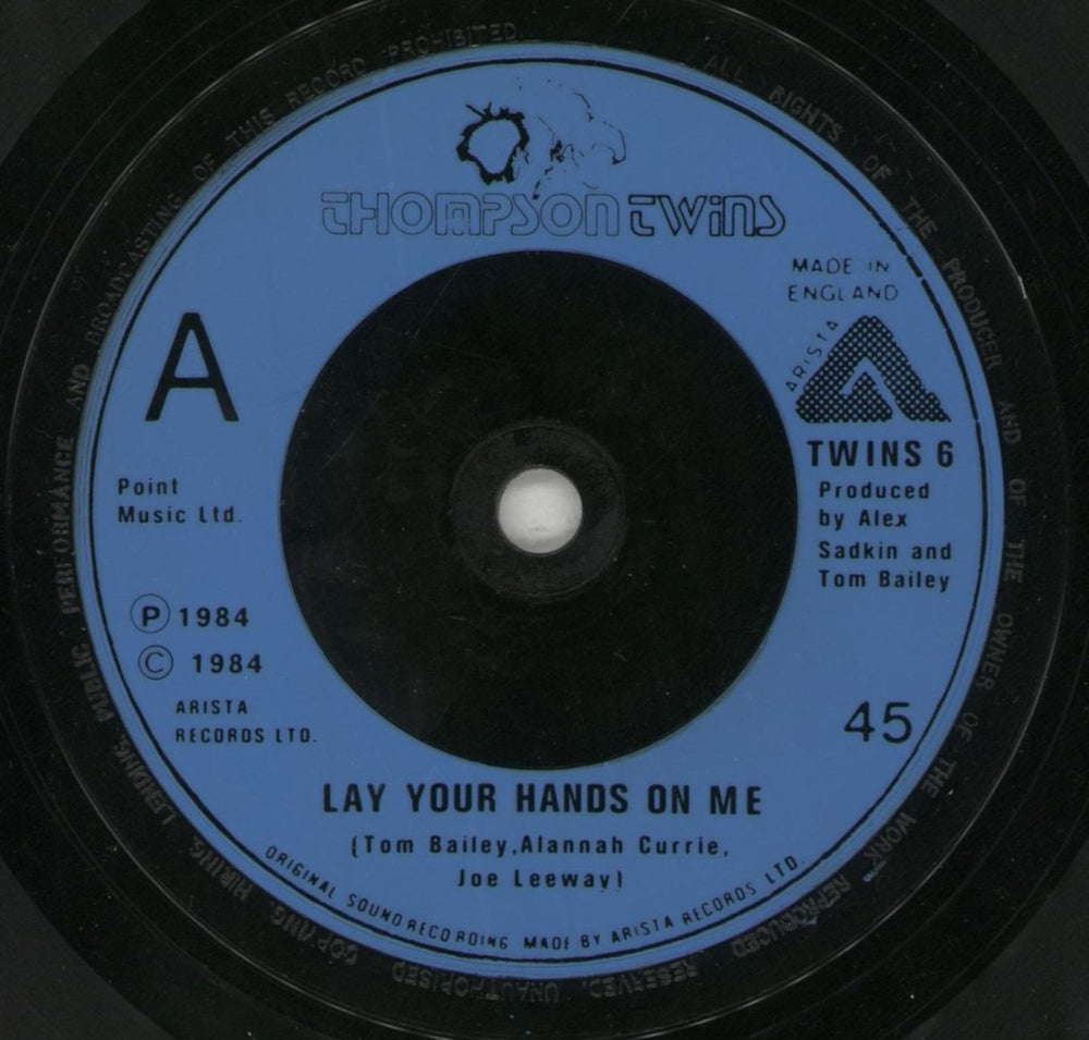 Thompson Twins Lay Your Hands On Me UK 7" vinyl single (7 inch record / 45) TWI07LA196382