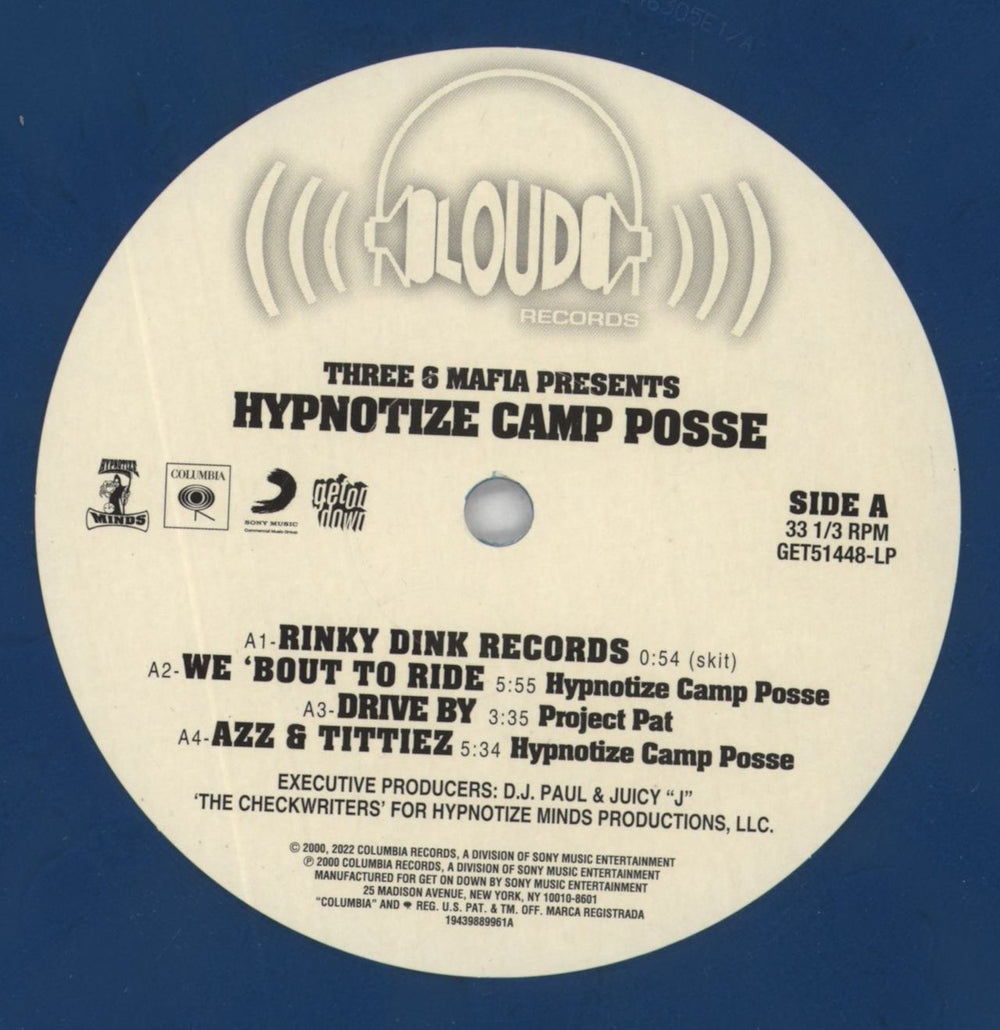 Three 6 Mafia Hypnotize Camp Posse - Blue Spinner Vinyl US 2-LP vinyl record set (Double LP Album) T8Q2LHY850067
