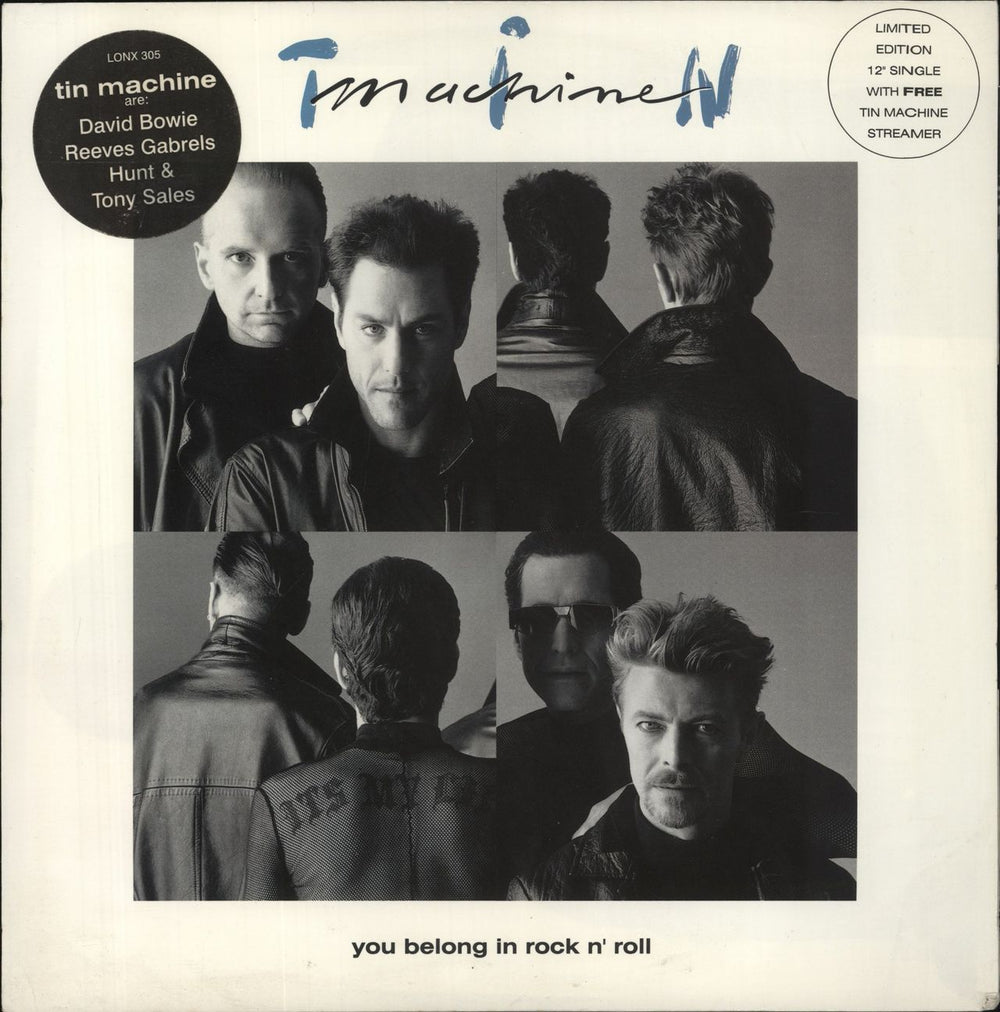 Tin Machine You Belong In Rock N' Roll + Streamer - VG UK 12" vinyl single (12 inch record / Maxi-single) LONX305