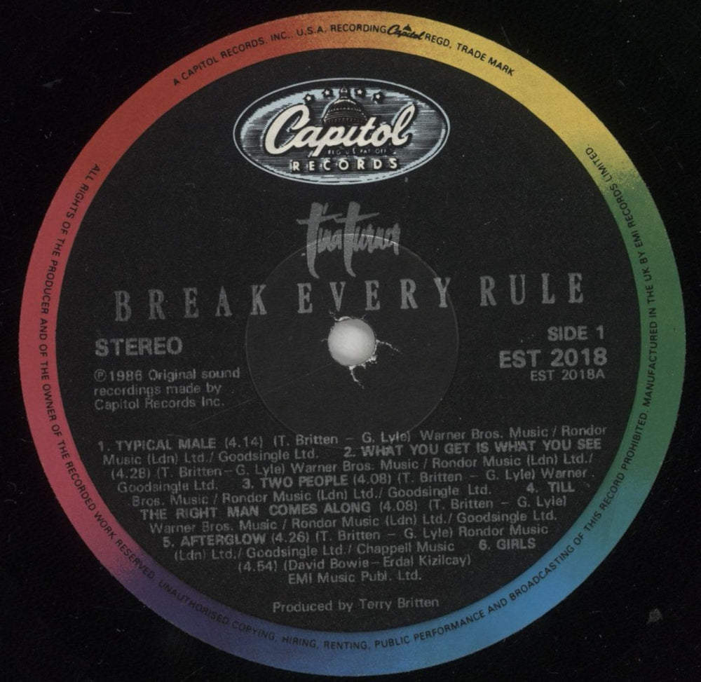 Tina Turner Break Every Rule UK vinyl LP album (LP record) TURLPBR245500