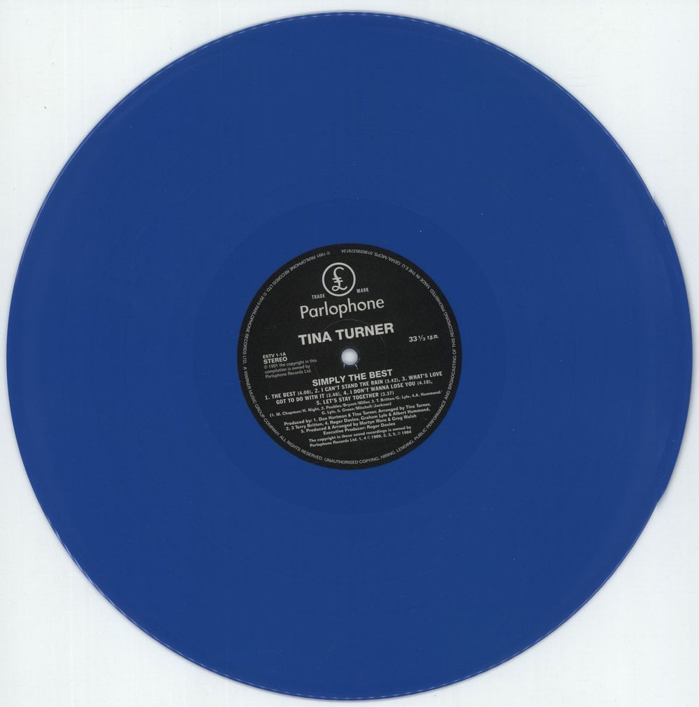 Tina Turner Simply The Best - Blue Vinyl UK 2-LP vinyl record set (Double LP Album) TUR2LSI880985