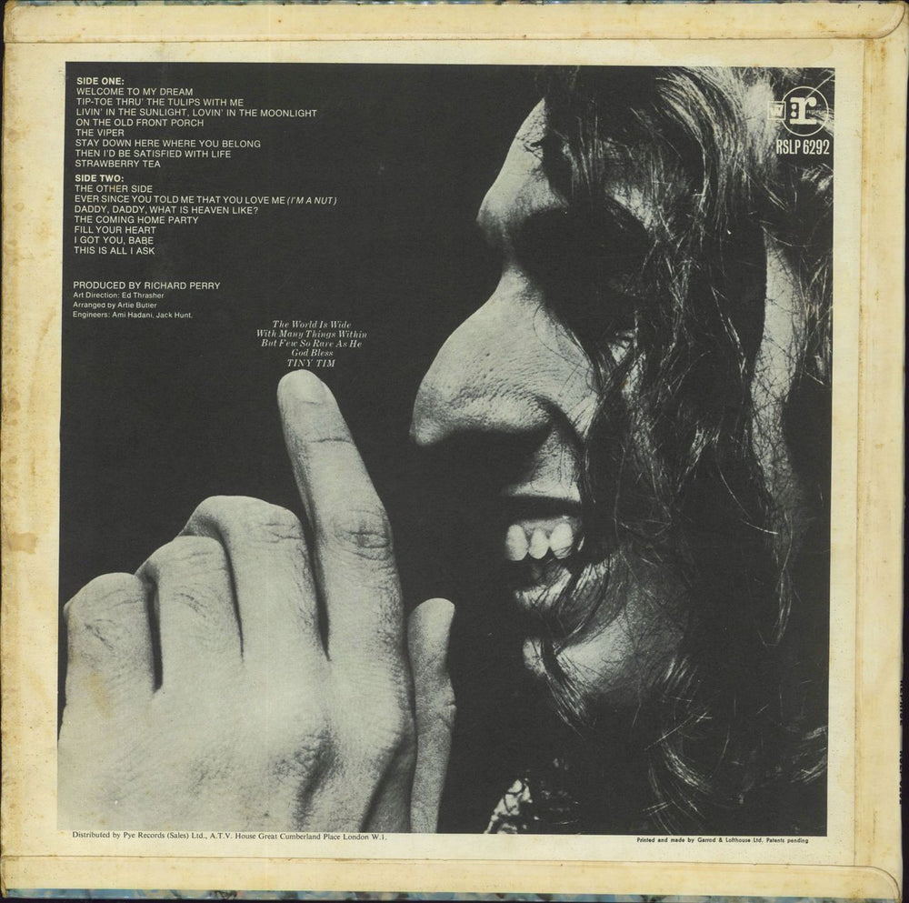 Tiny Tim God Bless Tiny Tim - hype sticker UK vinyl LP album (LP record)