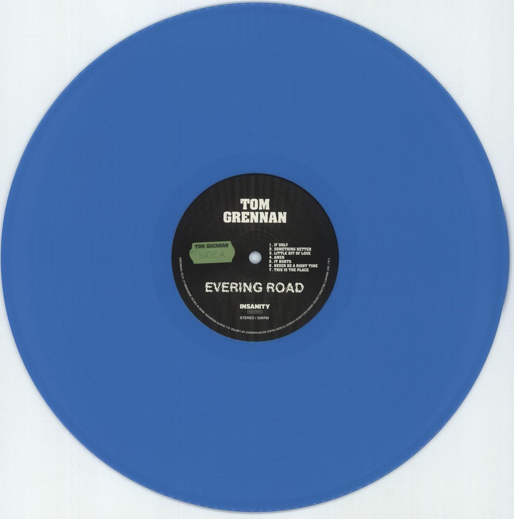 Tom Grennan Evering Road - Blue Vinyl - Autographed UK vinyl LP album (LP record) 0SNLPEV878885
