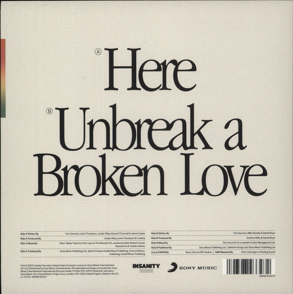 Tom Grennan Here - RSD - Orange Vinyl + Autographed Sleeve UK 7" vinyl single (7 inch record / 45) 196587933272